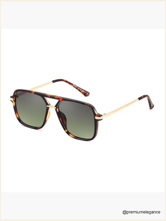 Retro Square Aviator Sunglasses Polarized Double Bridge Classic Shades main image 4